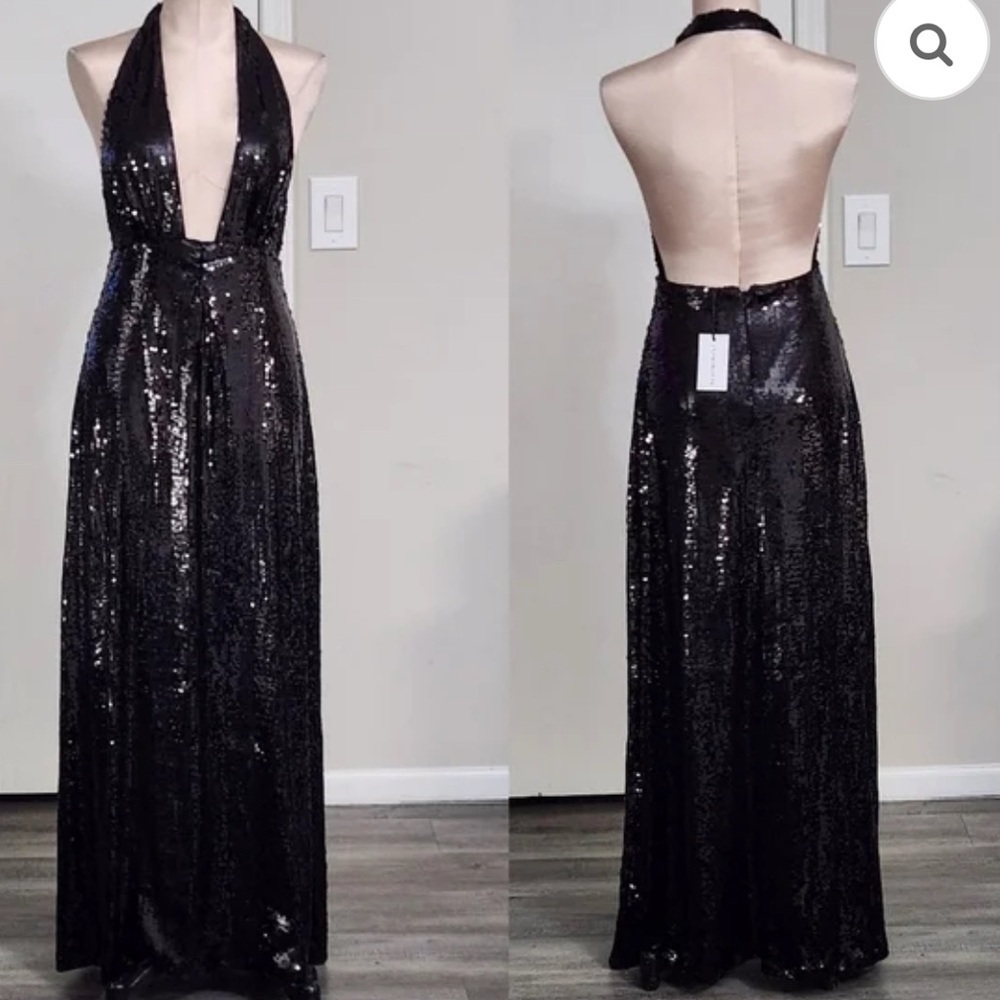 WeWoreWhat Black Halter Sequin Maxi Dress - Picture 2 of 2